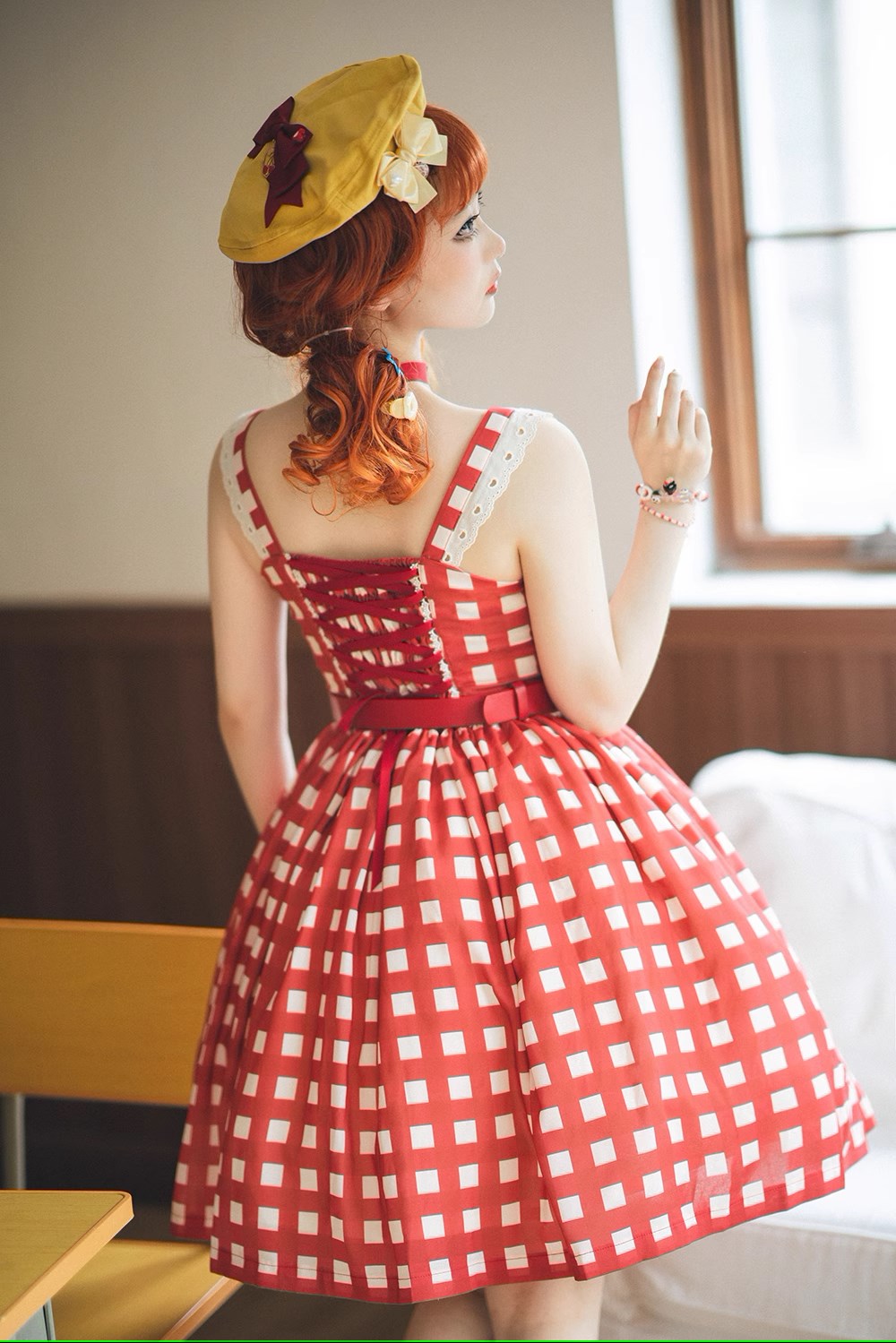 【予約販売】Sweet Kittyレトロシンプルジャンパースカート