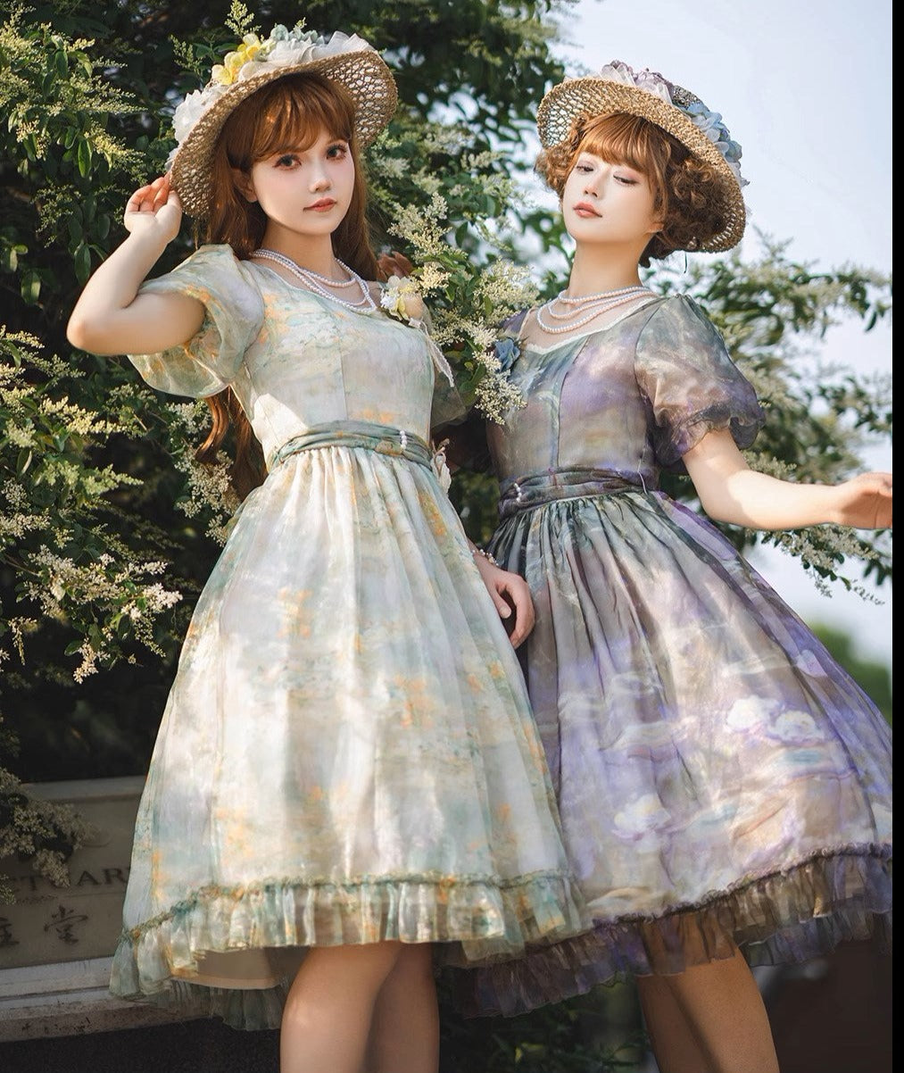 【予約販売】Elegance Greek 油彩画風プリントワンピース
