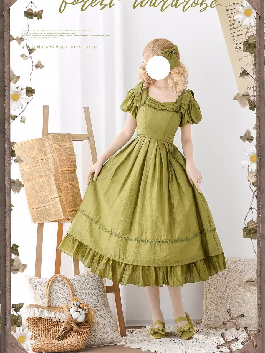 [Pre-order] Forest Gallery Retro Elegant Dress with Ribbon Hair Accessory Type 2