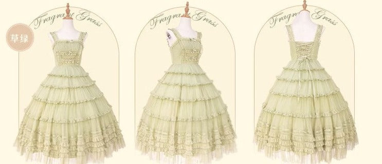 [Resale/Pre-orders available until 2/12] Fragrant Grass Polka Dot Tulle Jumper Skirt