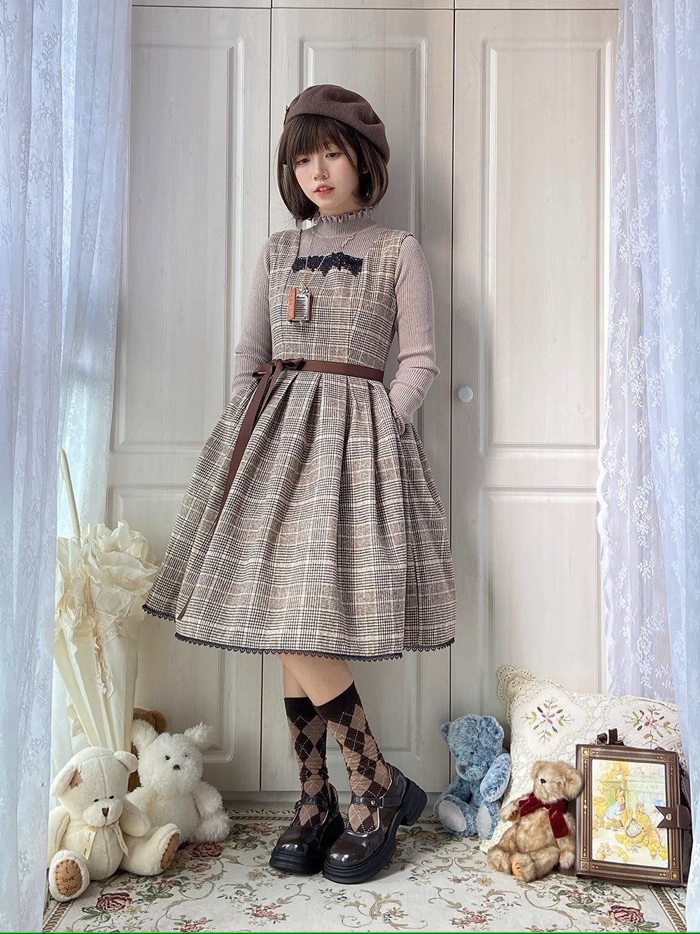 【予約販売】Earl Gray チェックのジャンパースカート