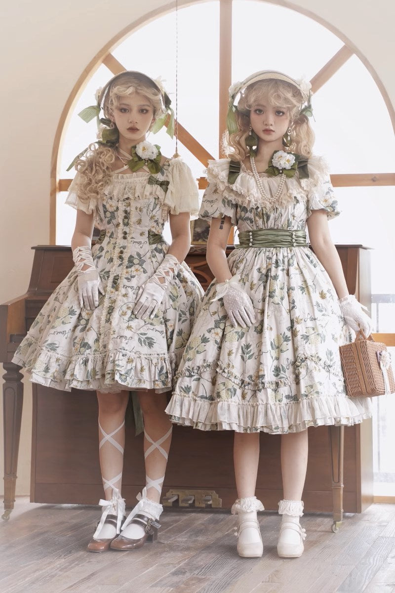 Camellia and Pearl プリントレースワンピース