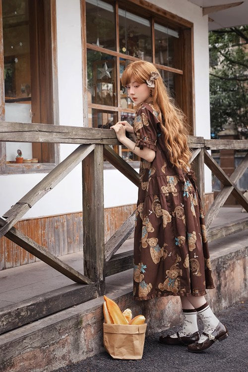 [Sales period ended] Chocolate Bear Movement One-piece dress type 1