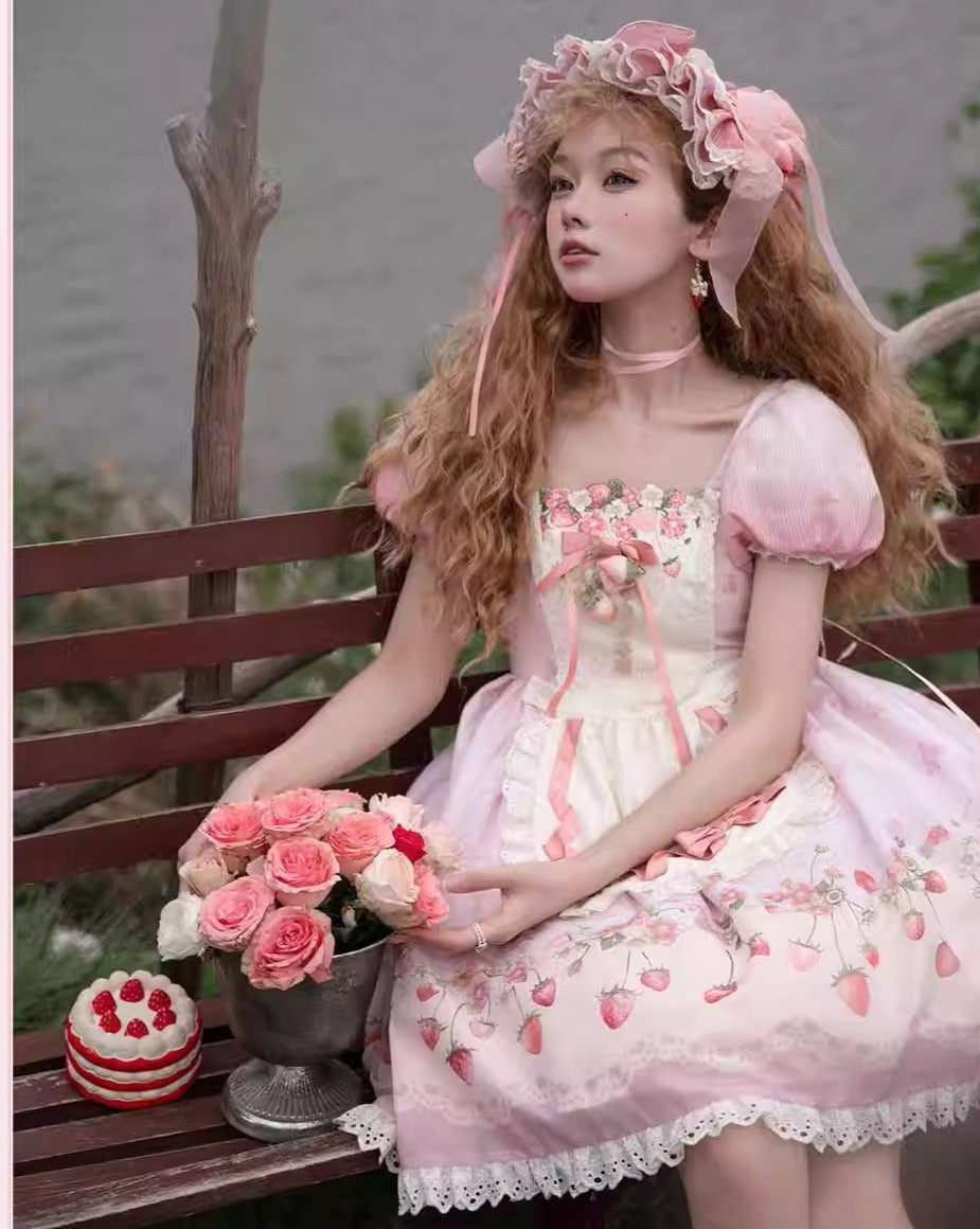 Strawberry Chiffon スクエアネックワンピース