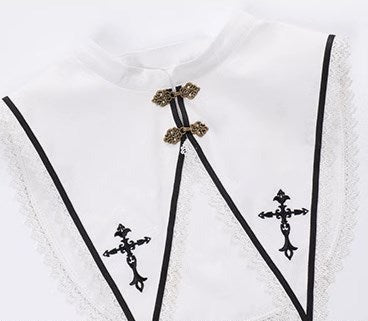 Nun style corduroy dress with collar