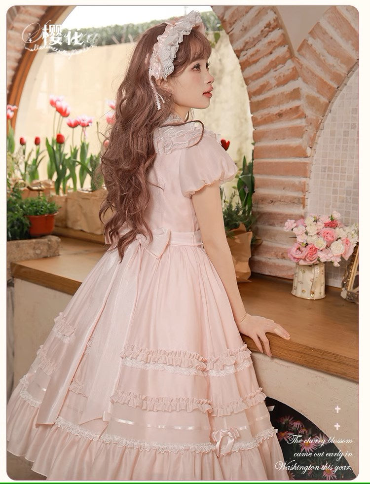 [Sales period ended] Confession under the Sakura Tree Puff sleeve dress