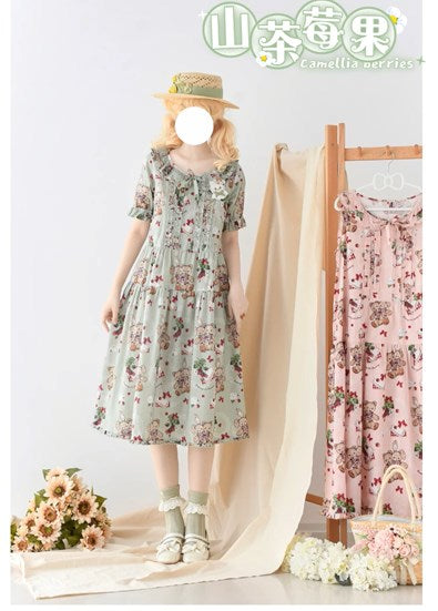 [Resale/Pre-orders available until 7/29] Camellia Berry Short Sleeve Dress, Simple Type, Short Length