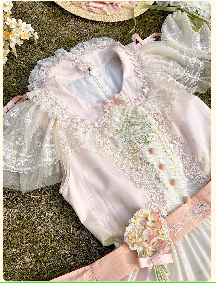 [Resale/Pre-orders available until 2/12] Fragrant Grass Flare Sleeve Tiered Dress