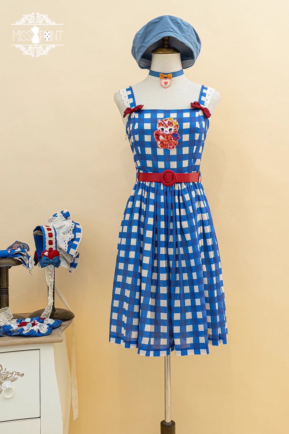 【予約販売】Sweet Kittyレトロシンプルジャンパースカート