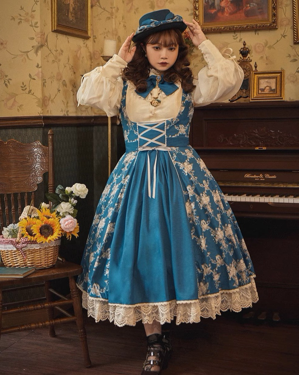 【予約販売】Antique Flower Wall ジャンパースカート