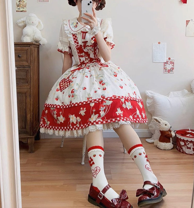Strawberry Orchard Strawberry Suspender Skirt