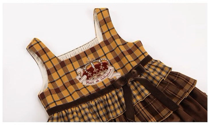 Thistle Crown チェックのティアードジャンパースカート