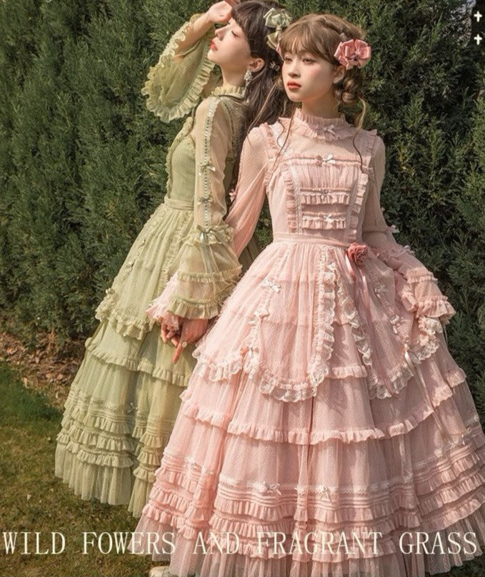 [Resale/Pre-orders available until 2/12] Fragrant Grass Polka Dot Tulle Jumper Skirt