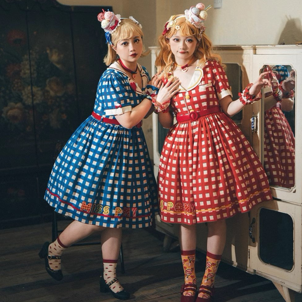 【予約販売】Sweet Kittyレトロカフェ風ワンピース