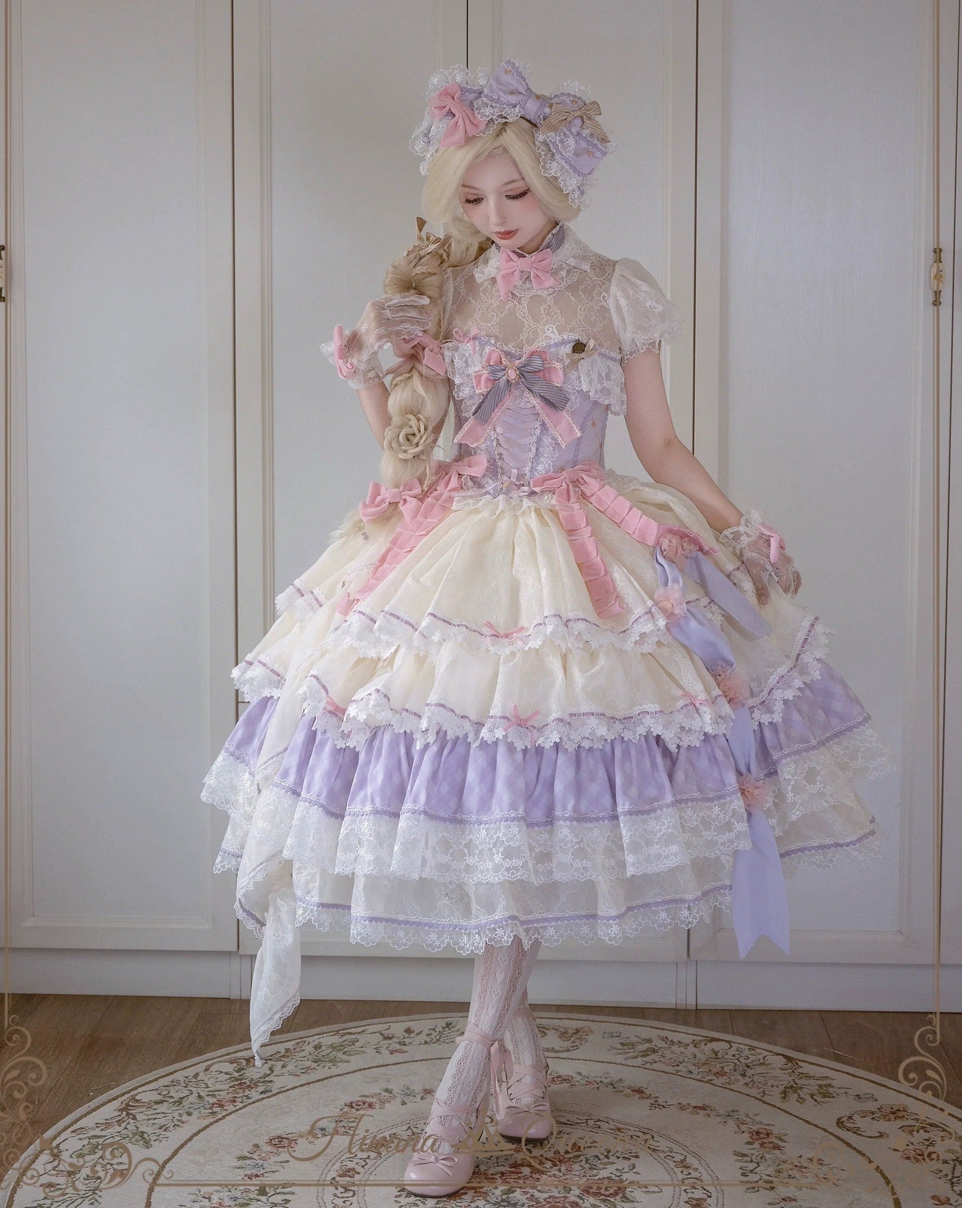 【再販・受注予約8/8まで】Dream Alice ラグジュアリーセットアップ／パープル／ロング丈