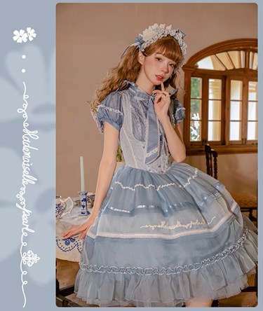 [Pre-orders available until 7/8] Antique Porcelain Plates Corset Jumper Skirt