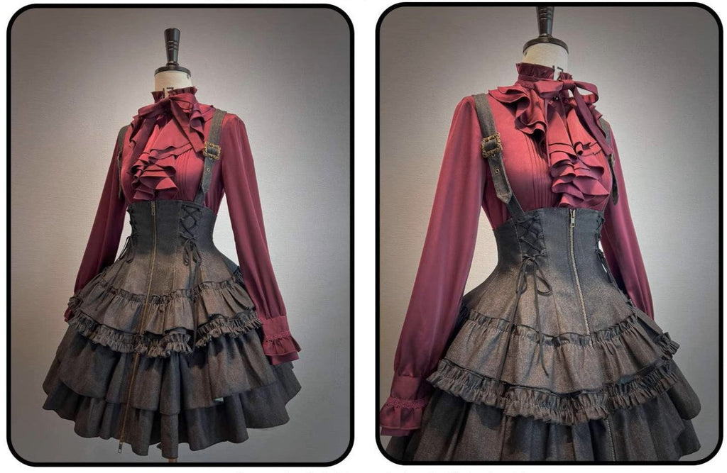 [Pre-orders available until 3/10] Rose Heart Tiered Mini Jumper Skirt
