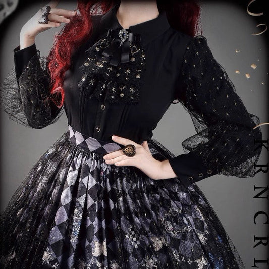 Gothic Circus Lamé blouse with jabot