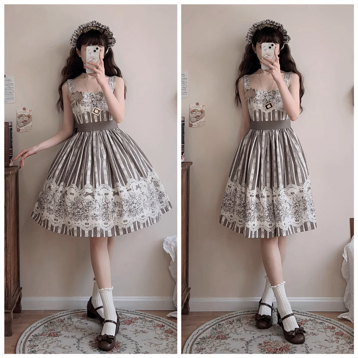 [Sale period ended] Blooming Flowers and Clocks Jumper Skirt