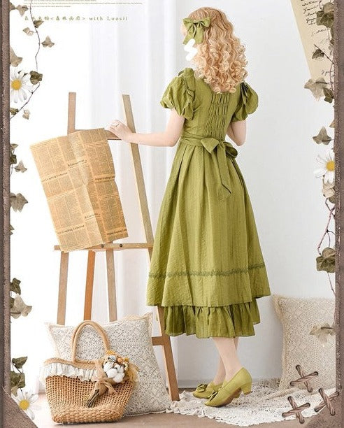 [Pre-order] Forest Gallery Retro Elegant Dress with Ribbon Hair Accessory Type 2