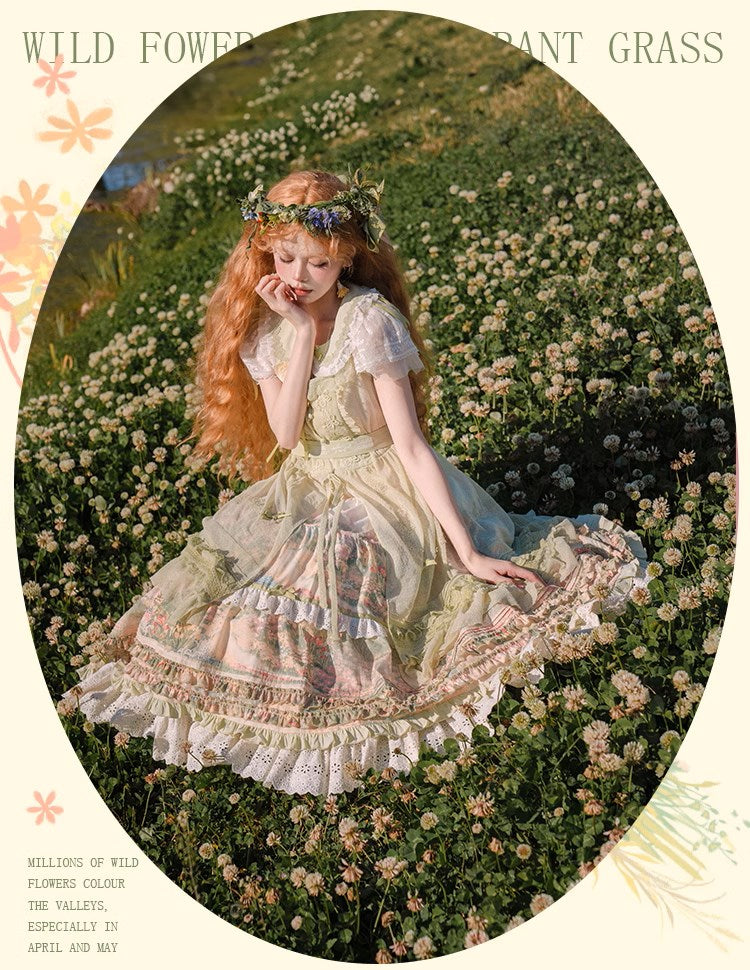 [Resale/Pre-orders available until 2/12] Fragrant Grass Flare Sleeve Tiered Dress