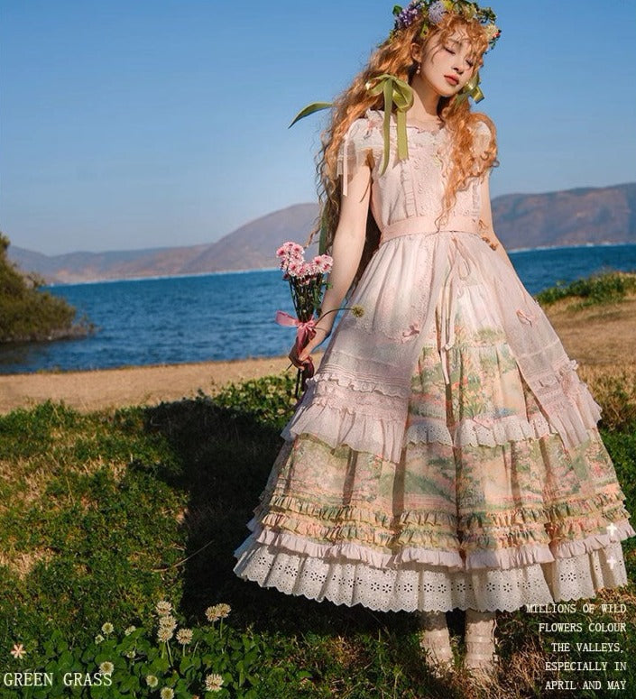 [Resale/Pre-orders available until 2/12] Fragrant Grass Flare Sleeve Tiered Dress