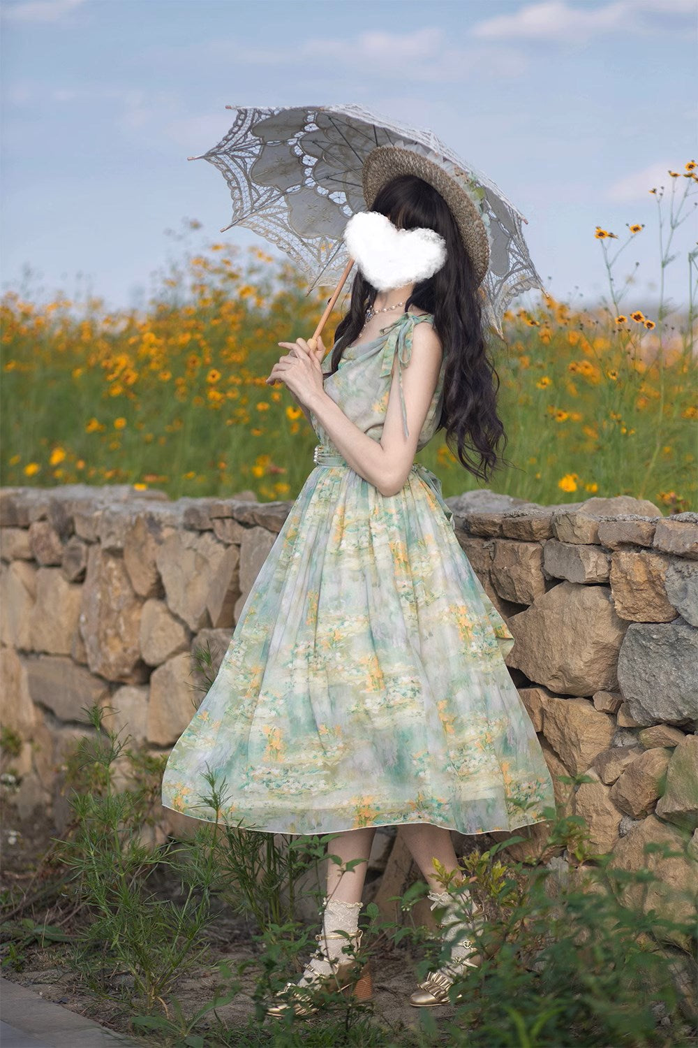 【予約販売】Elegance Greek 油彩画風プリントジャンパースカート