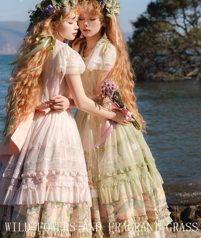 [Resale/Pre-orders available until 2/12] Fragrant Grass Flare Sleeve Tiered Dress