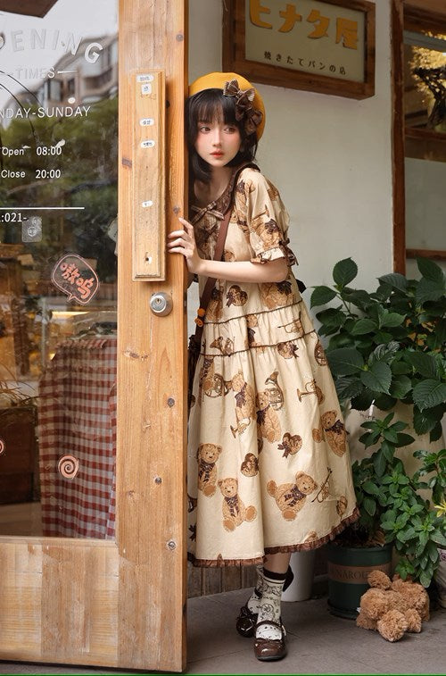 [Sales period ended] Chocolate Bear Movement One-piece dress type 1