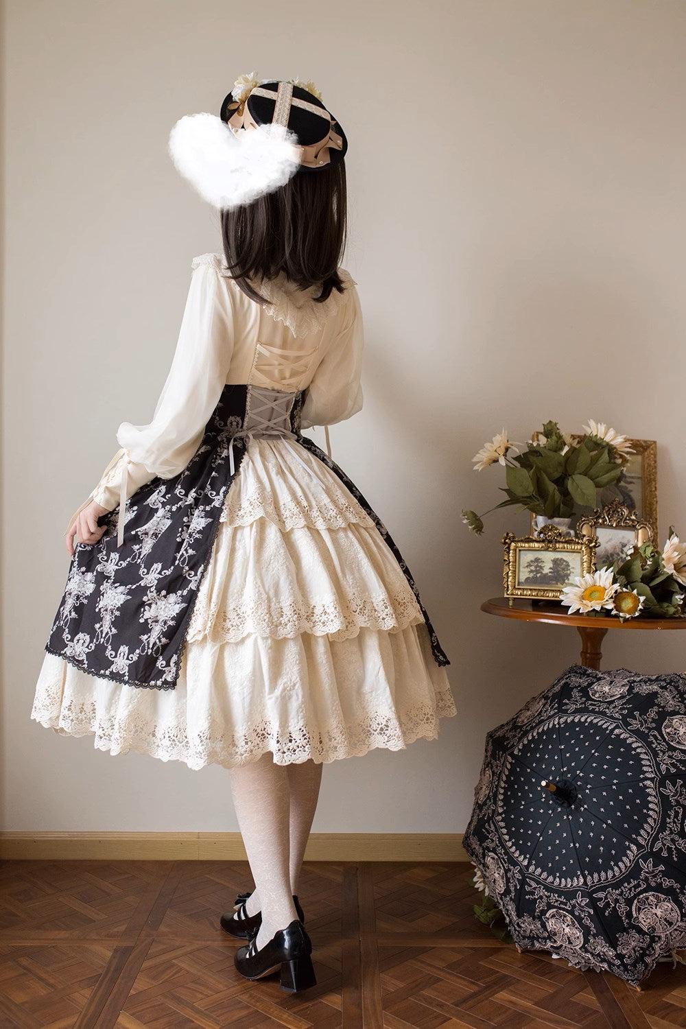 【予約販売】Antique Flower Wall ハイウエストスカート