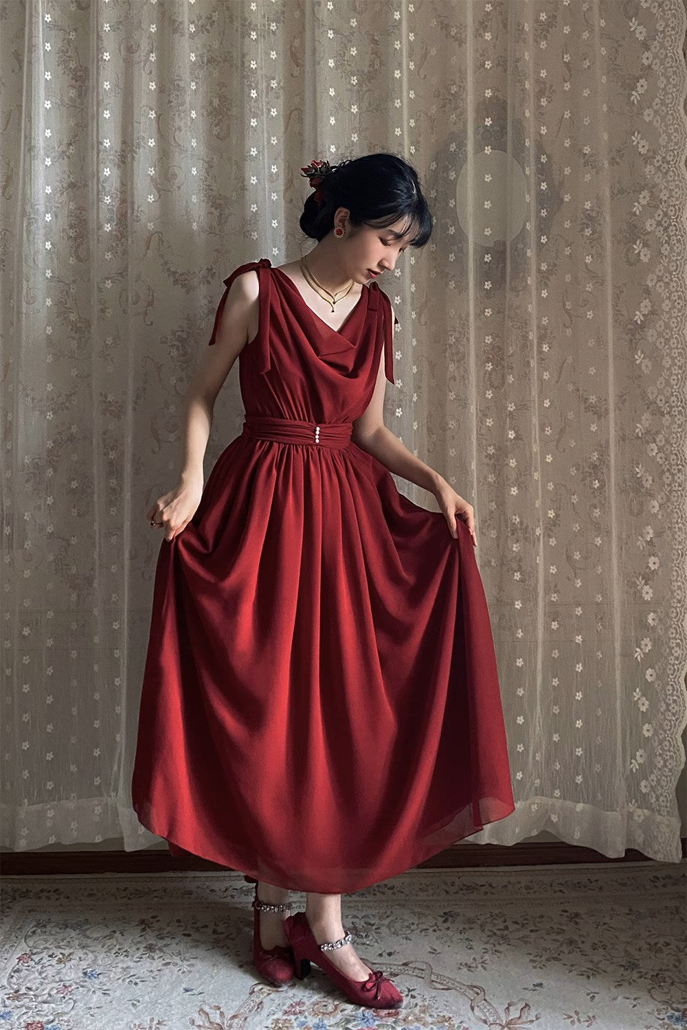 【予約販売】Elegance Greek ドレープジャンパースカート