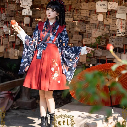 [Pre-orders available until 8/21] Temari embroidered hakama-style suspender skirt