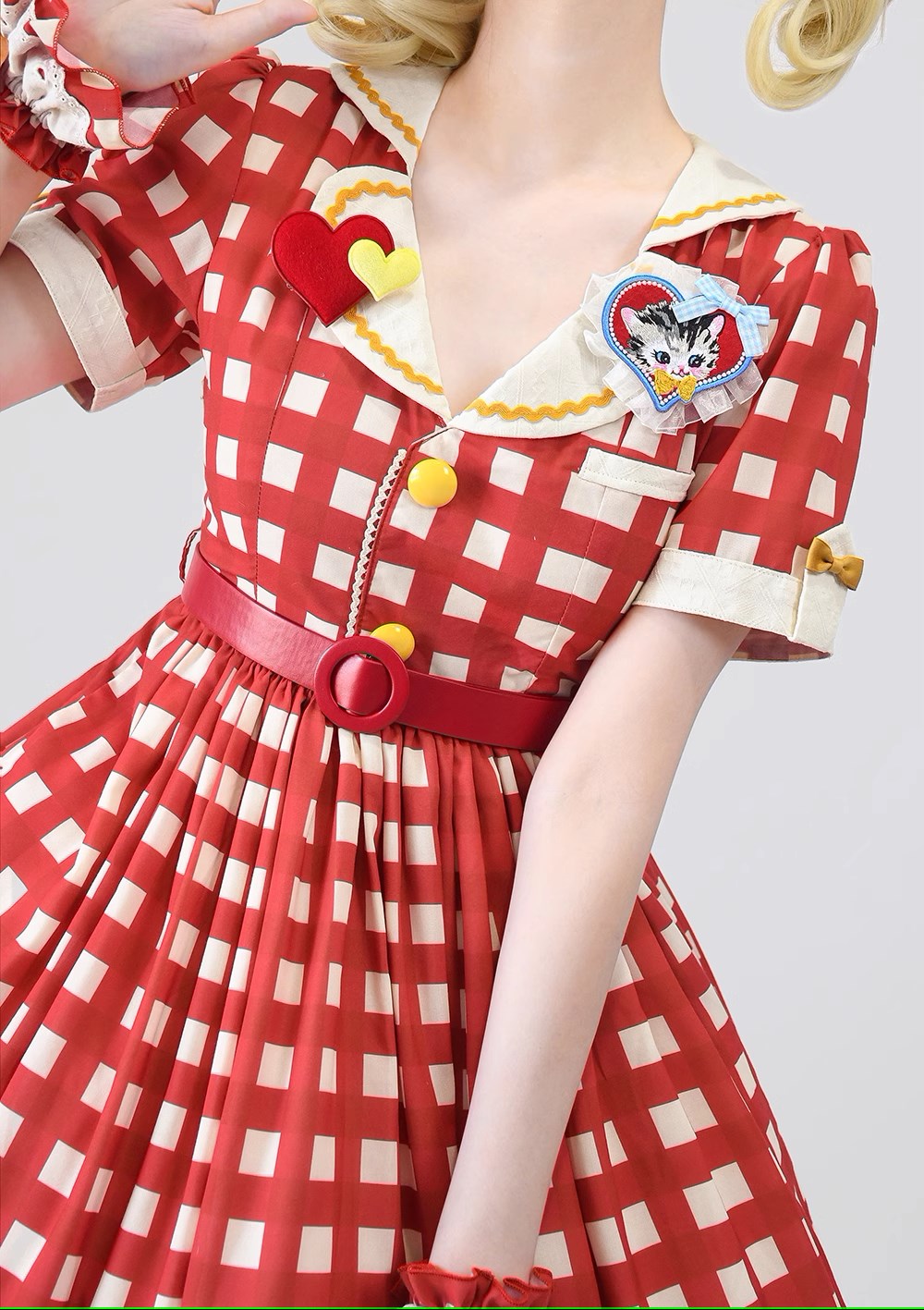 【予約販売】Sweet Kittyレトロカフェ風ワンピース