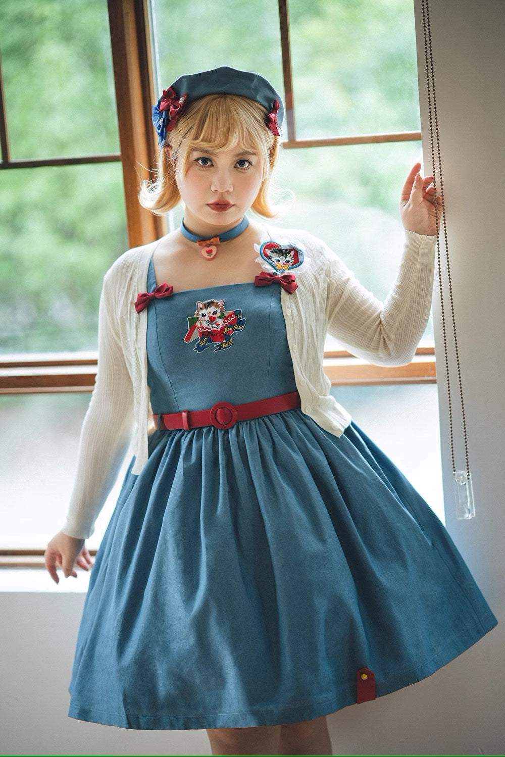 【予約販売】Sweet Kittyレトロシンプルジャンパースカート