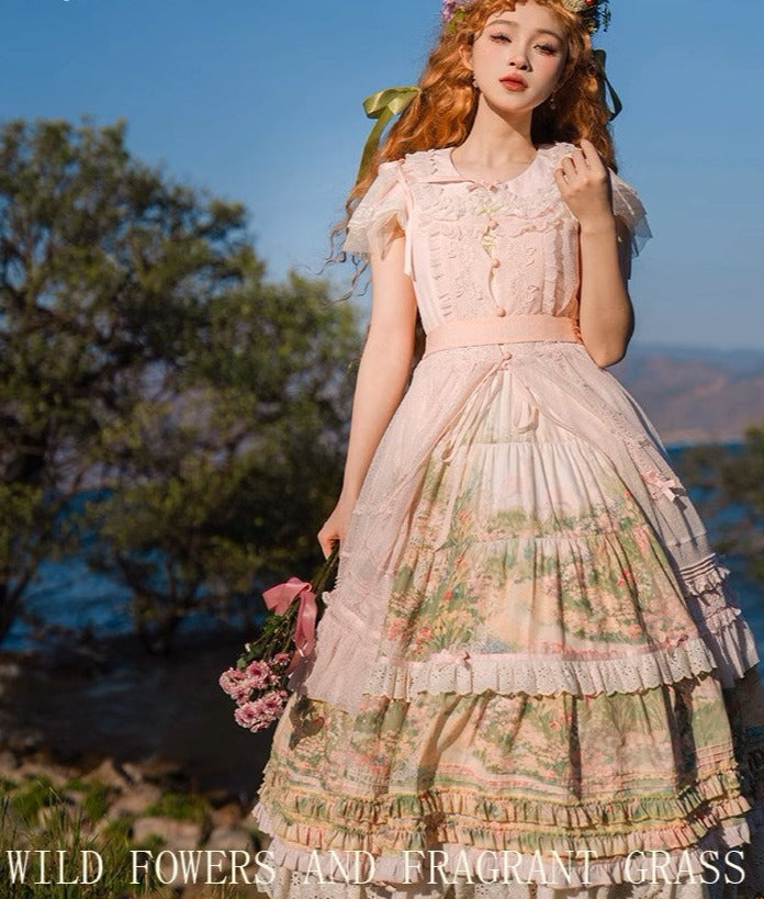 [Resale/Pre-orders available until 2/12] Fragrant Grass Flare Sleeve Tiered Dress