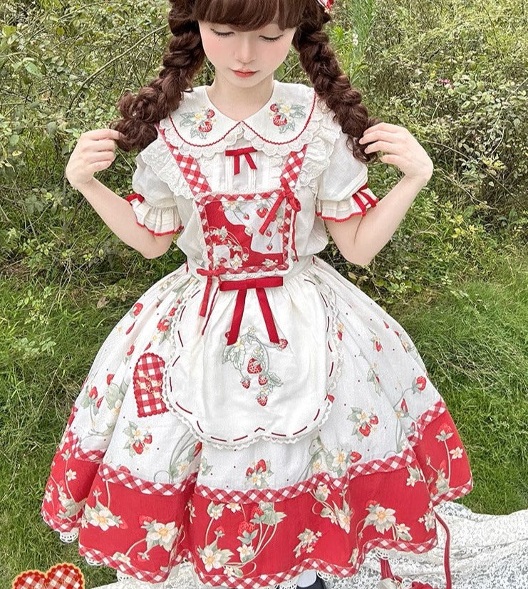 Strawberry Orchard Strawberry Suspender Skirt