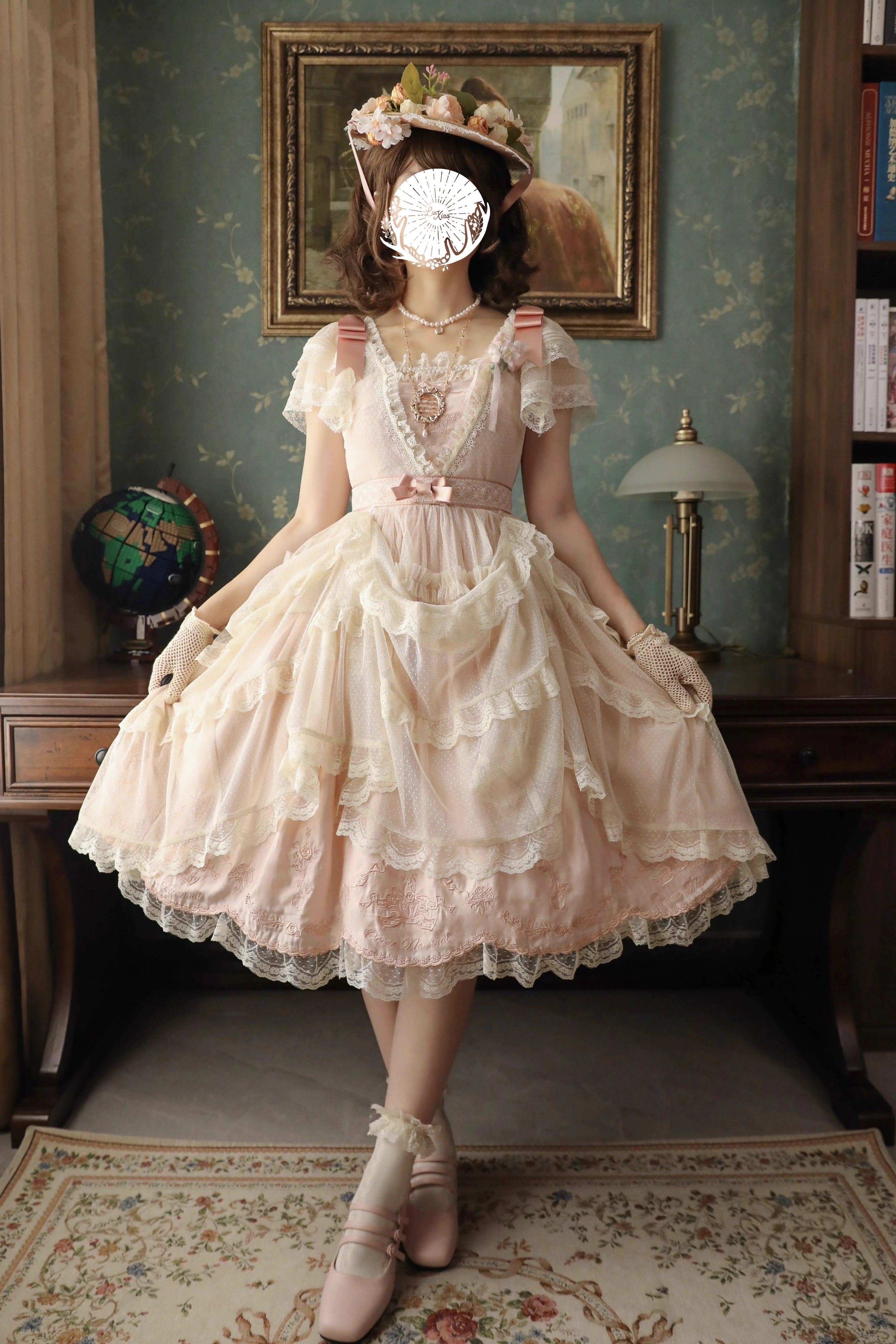 Afternoon Tea Party 刺繍入りドットチュールドレス