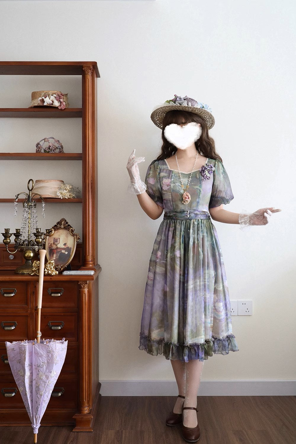 【予約販売】Elegance Greek 油彩画風プリントワンピース