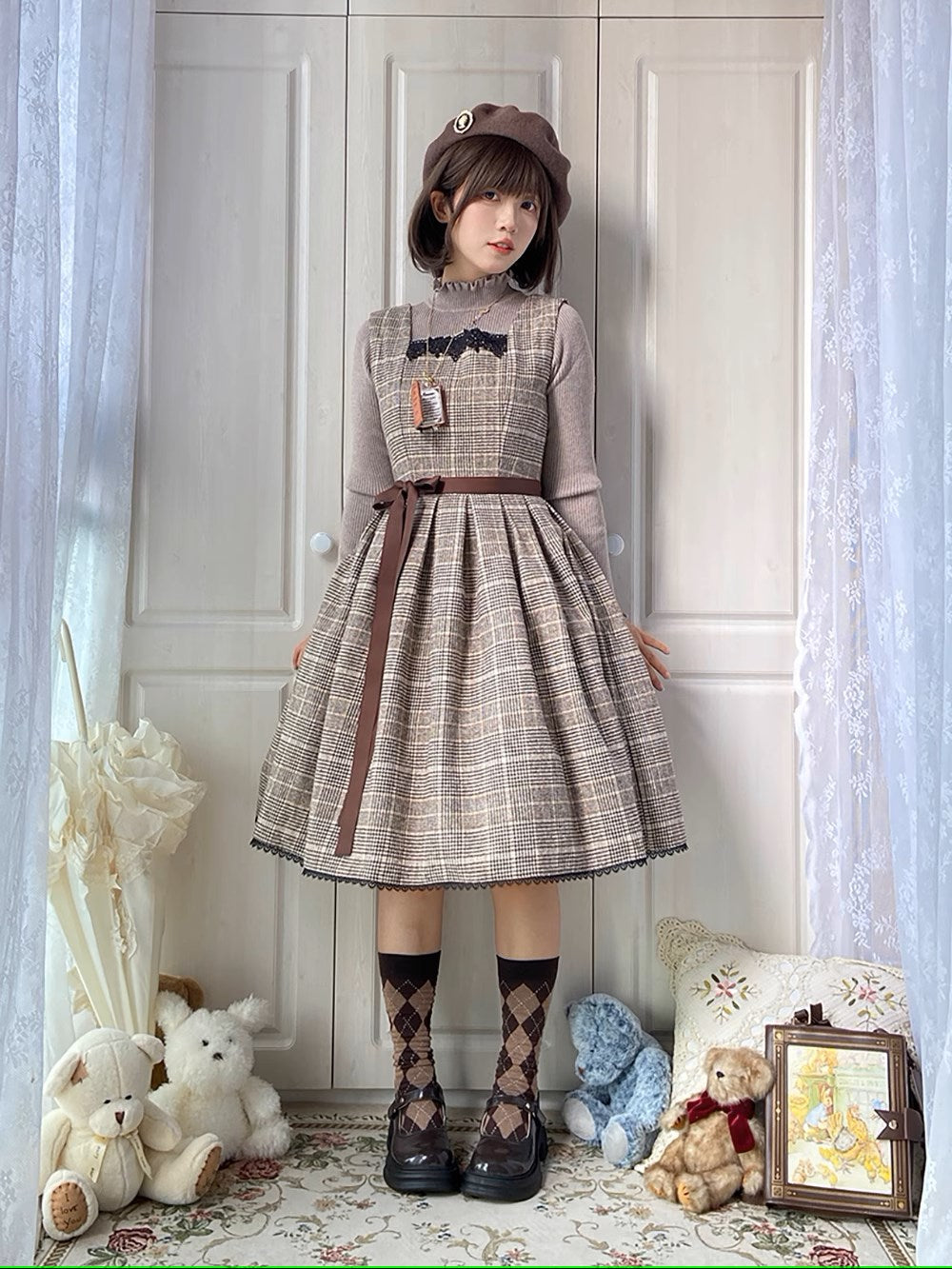 【予約販売】Earl Gray チェックのジャンパースカート