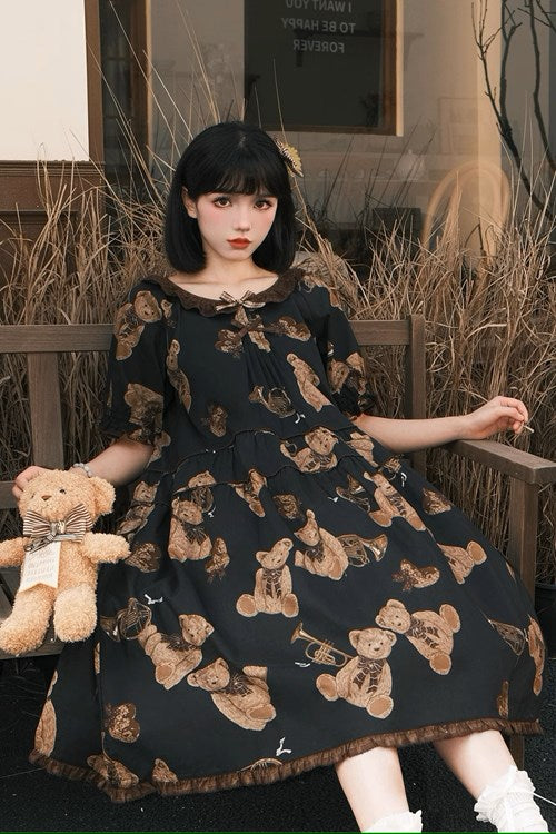 [Sales period ended] Chocolate Bear Movement One-piece dress type 1