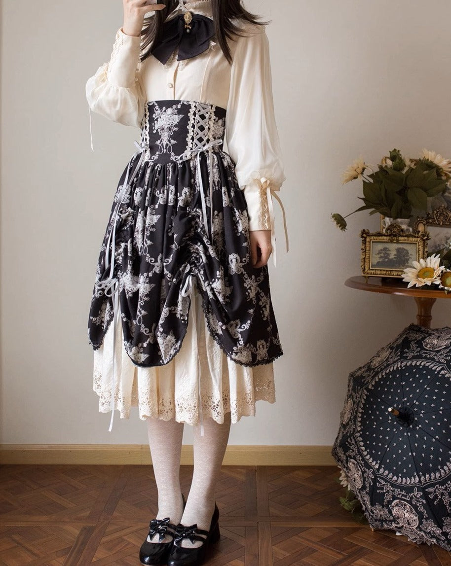 【予約販売】Antique Flower Wall ハイウエストスカート