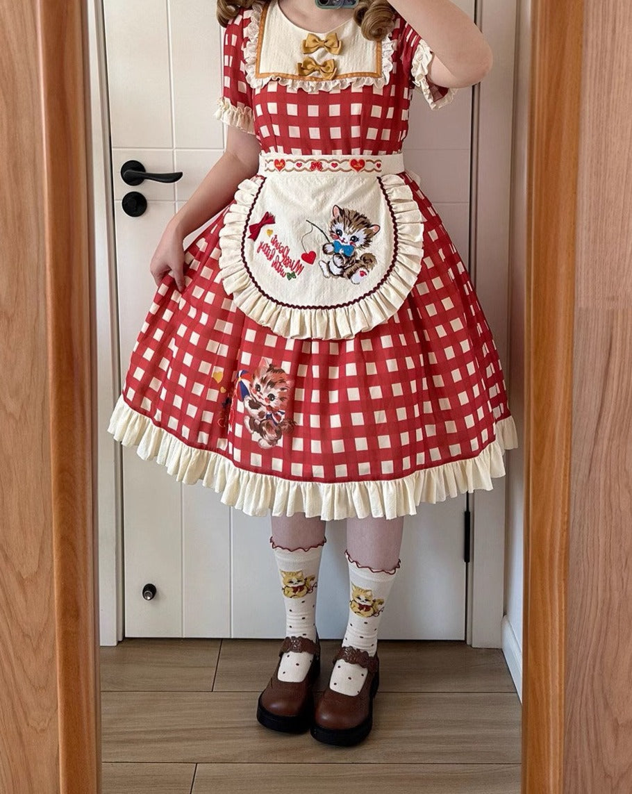 【予約販売】Sweet Kittyレトロカジュアルワンピース