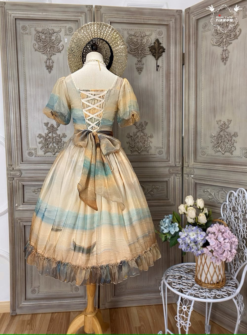 【予約販売】Elegance Greek 油彩画風プリントワンピース
