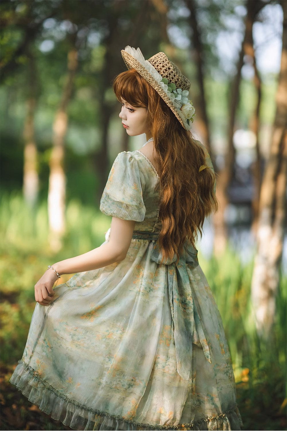 【予約販売】Elegance Greek 油彩画風プリントワンピース