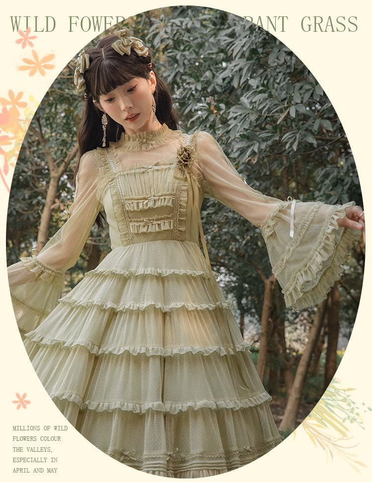 [Resale/Pre-orders available until 2/12] Fragrant Grass Polka Dot Tulle Jumper Skirt
