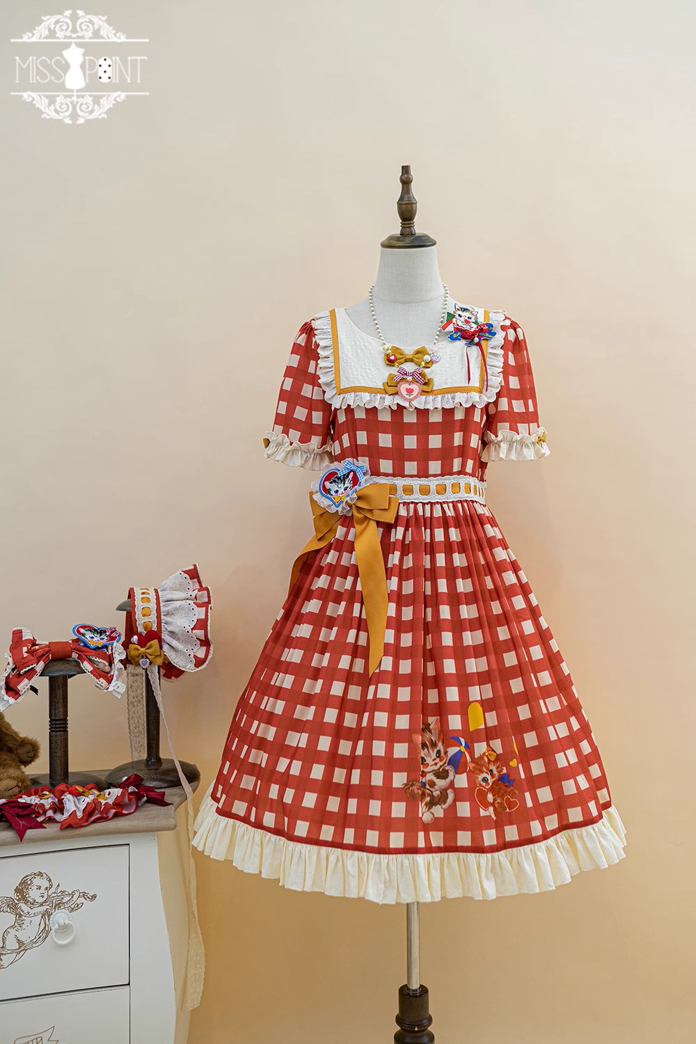 【予約販売】Sweet Kittyレトロカジュアルワンピース