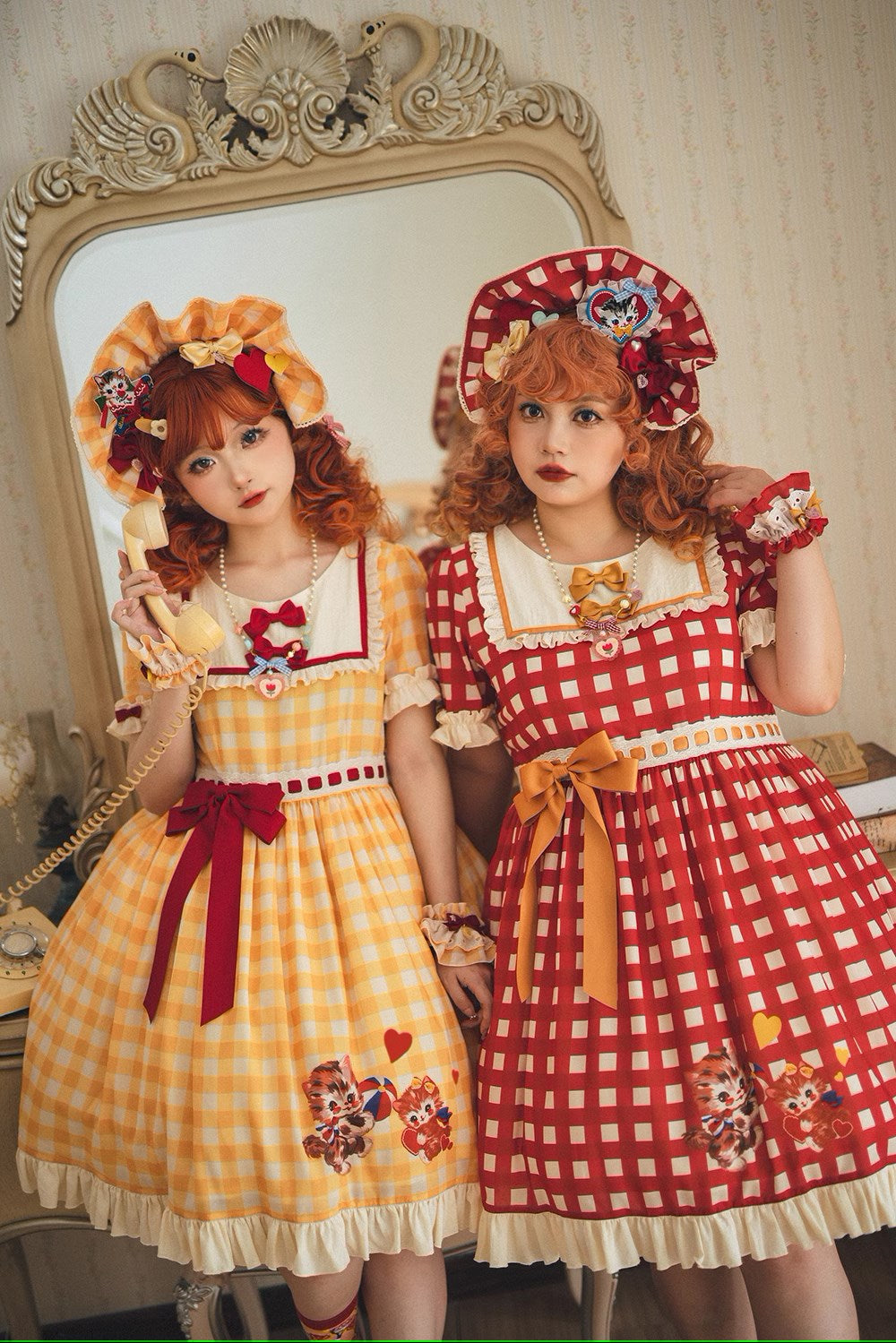 【予約販売】Sweet Kittyレトロカジュアルワンピース
