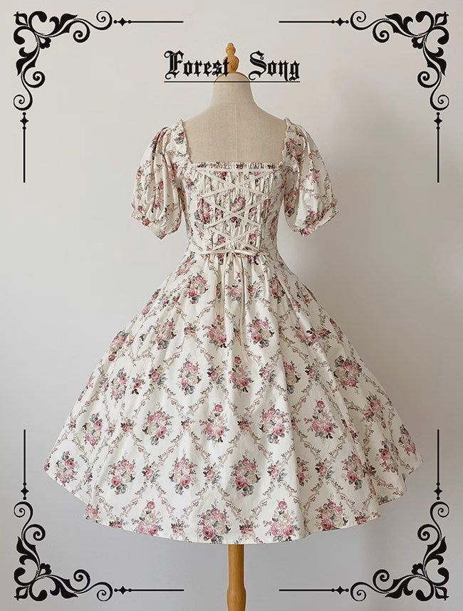 Floral Poetry クラシカル半袖ワンピース