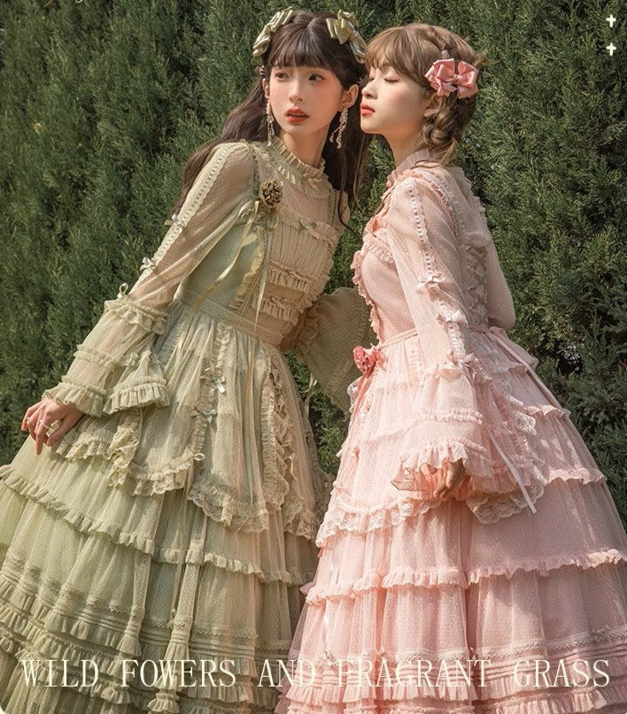 [Resale/Pre-orders available until 2/12] Fragrant Grass Polka Dot Tulle Jumper Skirt