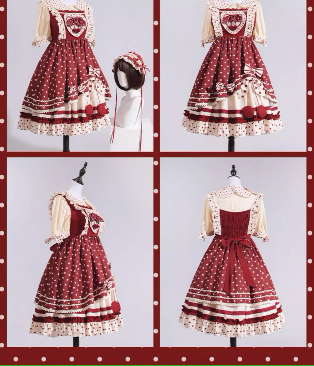Red Cherry Pie 甘ロリ水玉ジャンパースカート
